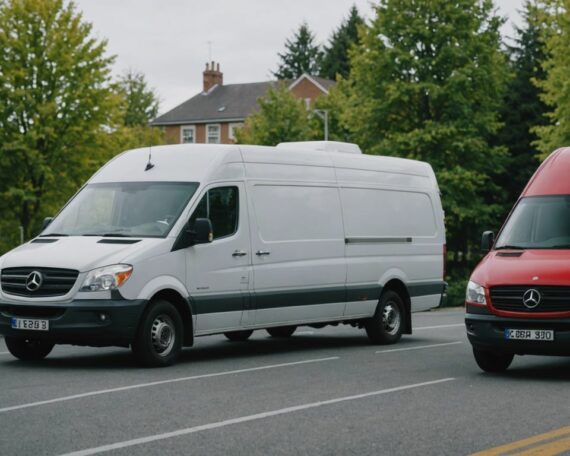 Comparison of a van and a truck for moving, showing their features and differences.