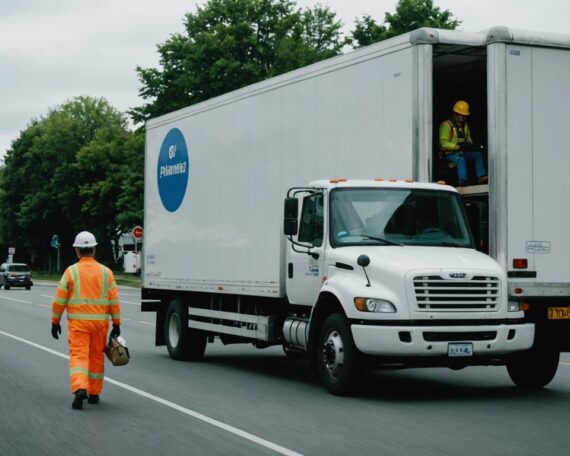Moving truck equipped with safety gear, emphasizing the importance of safety measures during transportation.