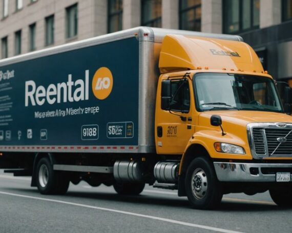 App icons and rental prices with moving truck